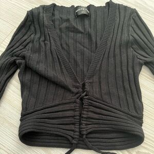 White Fox black crop top